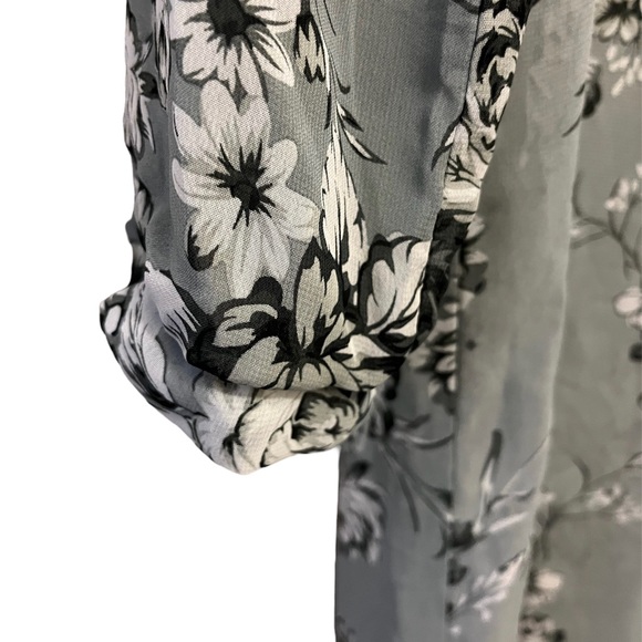 BONGO Floral Grey 90’s Style Sheer Beachwear Layering Coverup - Picture 4 of 5